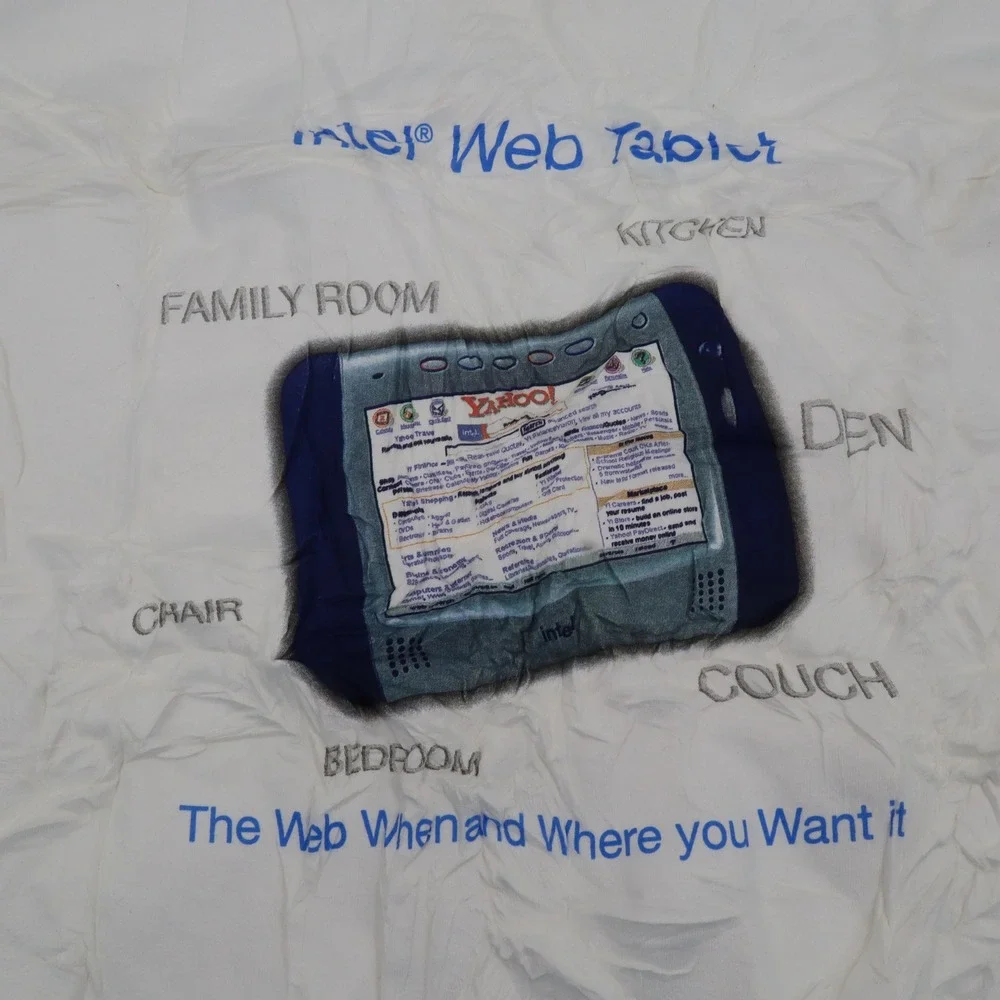 Intel Web Tablet Promo Gildan T-Shirt Mens Large‎ White Vintage Y2K Tech Graphic
